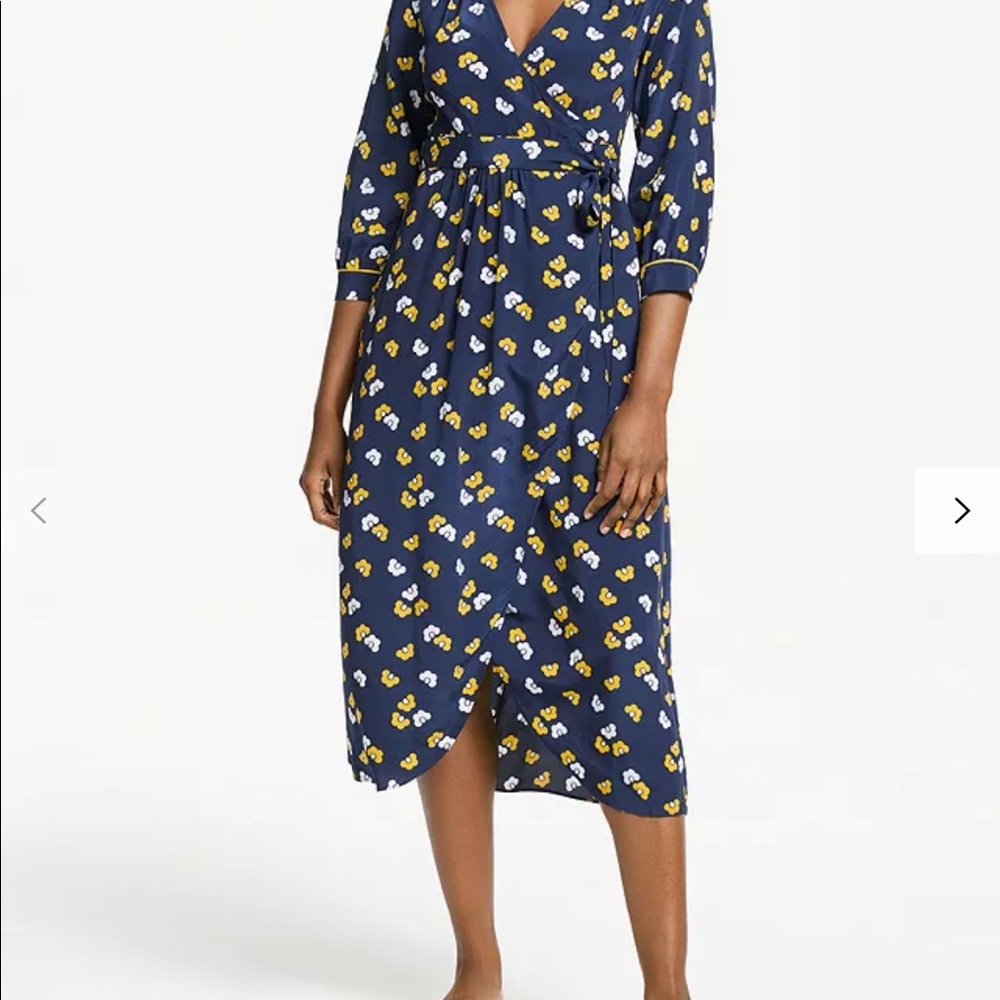 {Boden} Floris Wrap dress Navy/multi size medium12